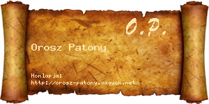 Orosz Patony névjegykártya